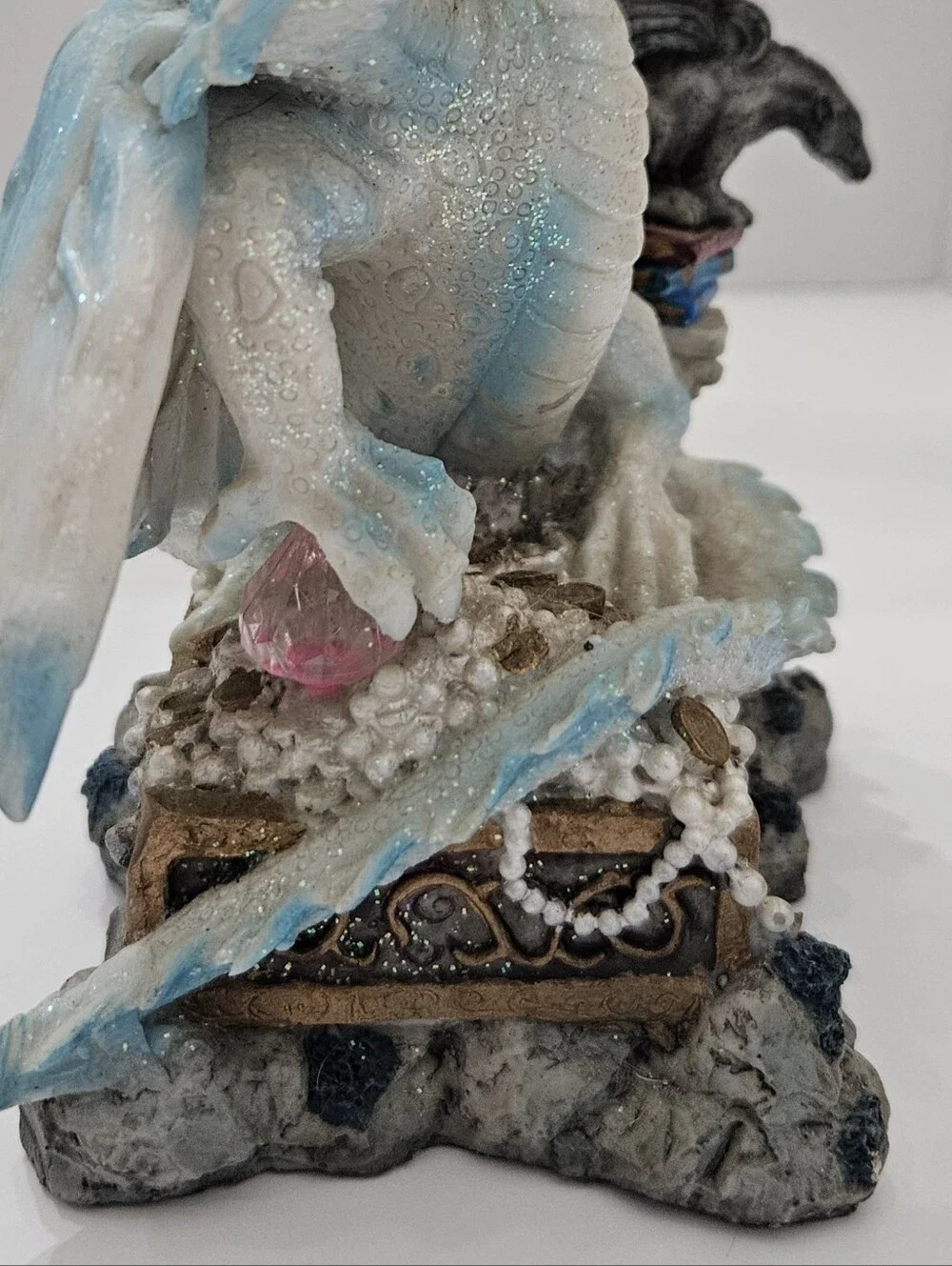 Vintage Two Headed Ice Dragon Statue with Gargoyle & Spell Books